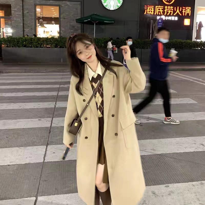 Womens Wool Blend Coat Longline Tailored Fit Elegant Office Chic Winter Outerwear