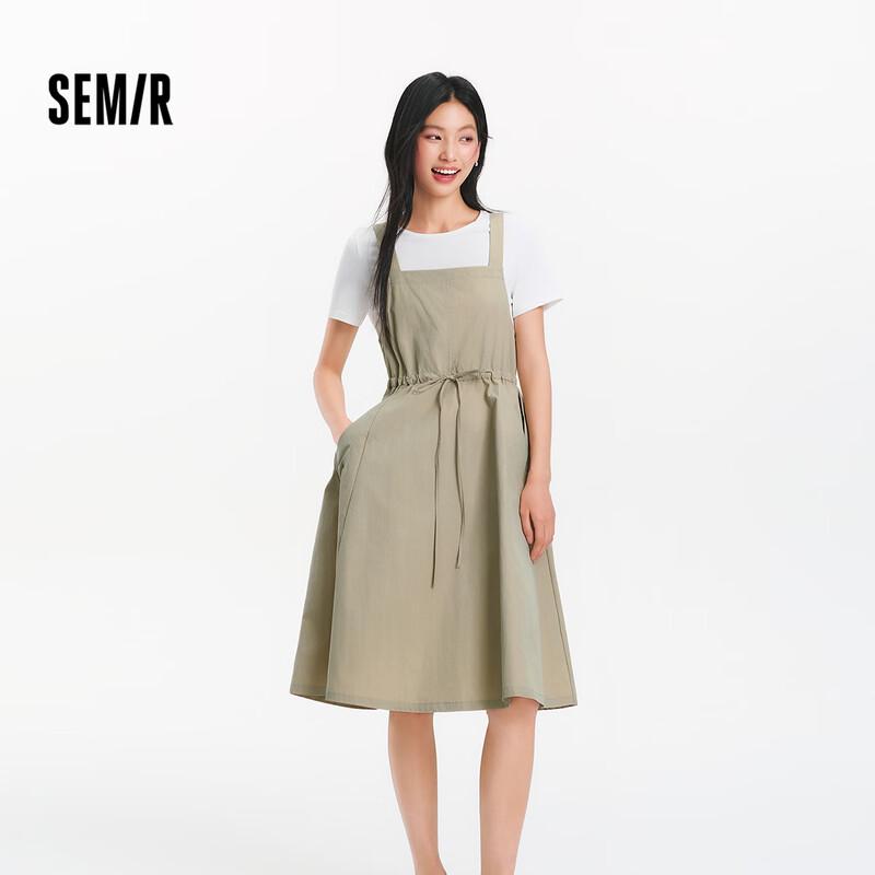 Semir Damen Tunnelzug A-Linien Latzkleid & T-Shirt Set