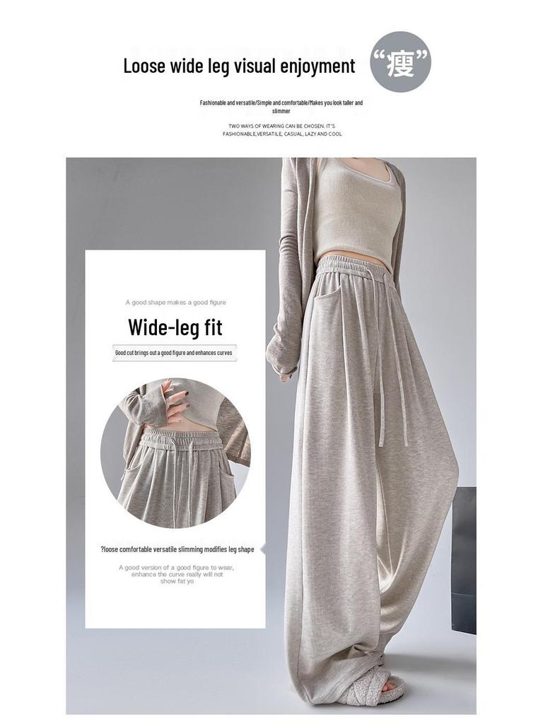 Pantaloni da donna a vita alta a gamba larga Sticky Rice - Pantaloni casual a gamba dritta a vestibilità ampia per primavera/autunno