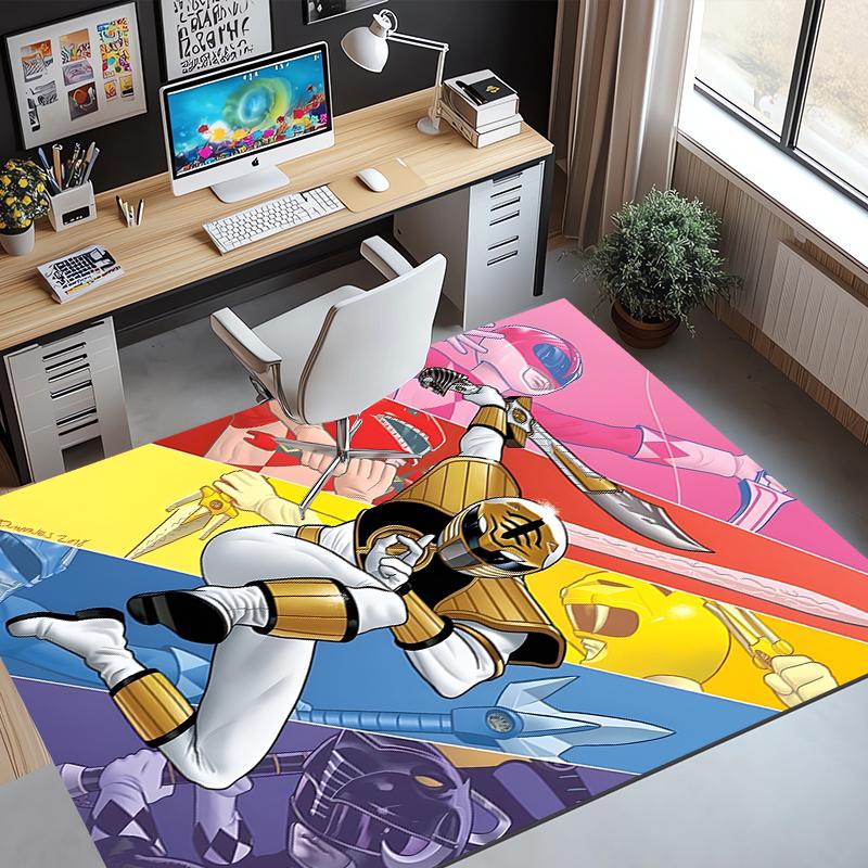 Mighty Morphin Power Rangers Pattern Rug, Indoor/Outdoor Mat, for Picnic, Gameroom, Bedroom, Office, Living Room, Home Decor Carpet, Birthday Gift
