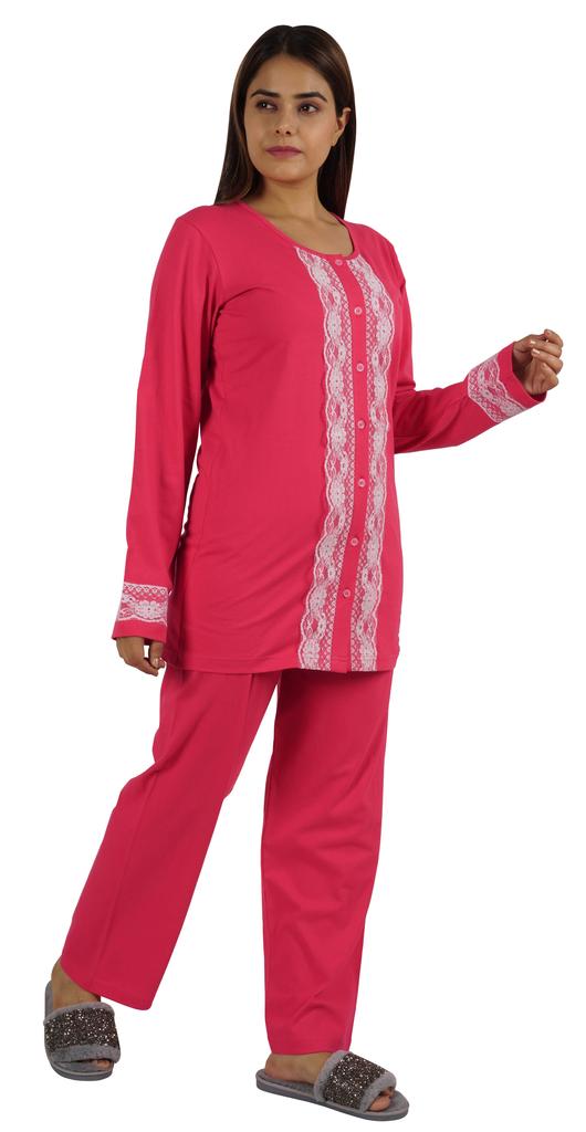 Moomaya Womens Solid 2 Pcs Nightwear Set Sleepwear Top & Pajama PJ NightSets