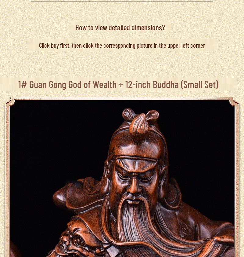 Guan Gong God of Wealth Statue - Attracts Prosperity, Worship Niche Decor.