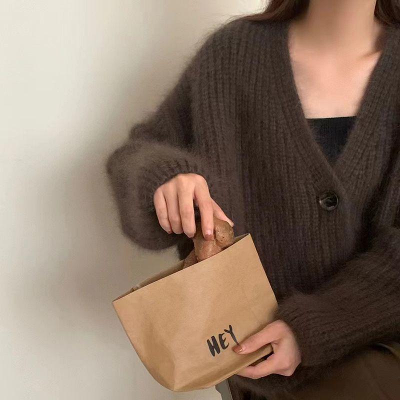 Korean-Style Faux Mink White V-Neck Fluffy Knitted Cardigan Shawl Sweater