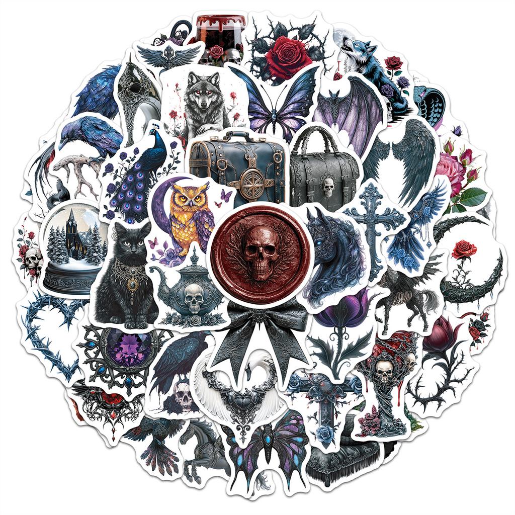50 Gothic Graffiti Stickers Water Cup Mobile Phone Waterproof Decorative Stickers Creative Gothic Stickers