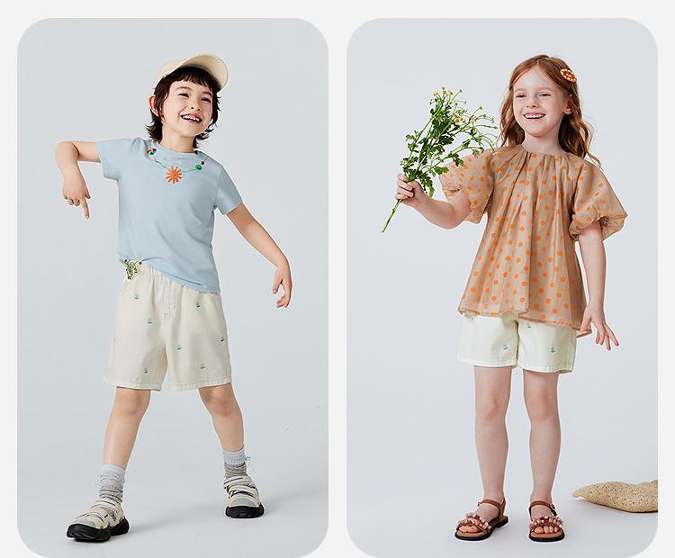 [Cool Soft Cowboy] Mini Balabala Girls' Pants 2026 Summer Soft Breathable Knee Shorts