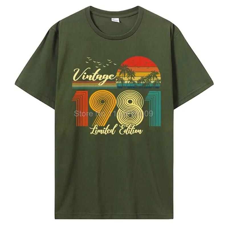 Vintage Tillverkad 1981 Alla Originaldelar Födelsedags-T-shirt Jubileums-T-shirt Oversized Unisex Kläder T-shirts För Unisex Streetwear