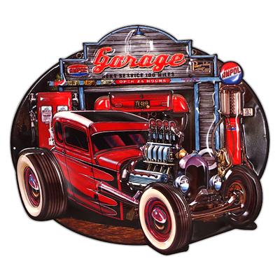 [A3208] - Retro kovová cedule 'Garáž' červeno-černá - 50x45 m