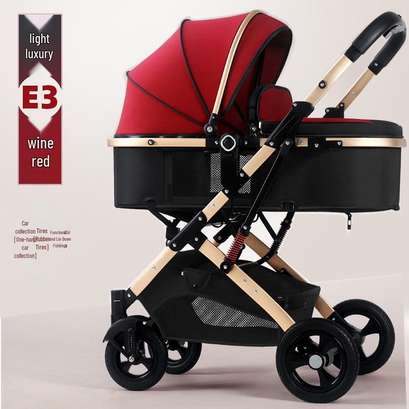 Foldable Multi-Functional High Landscape Baby Stroller: Sits and Lies Flat, Shock-Absorbing, Two-Way Design for Newborns