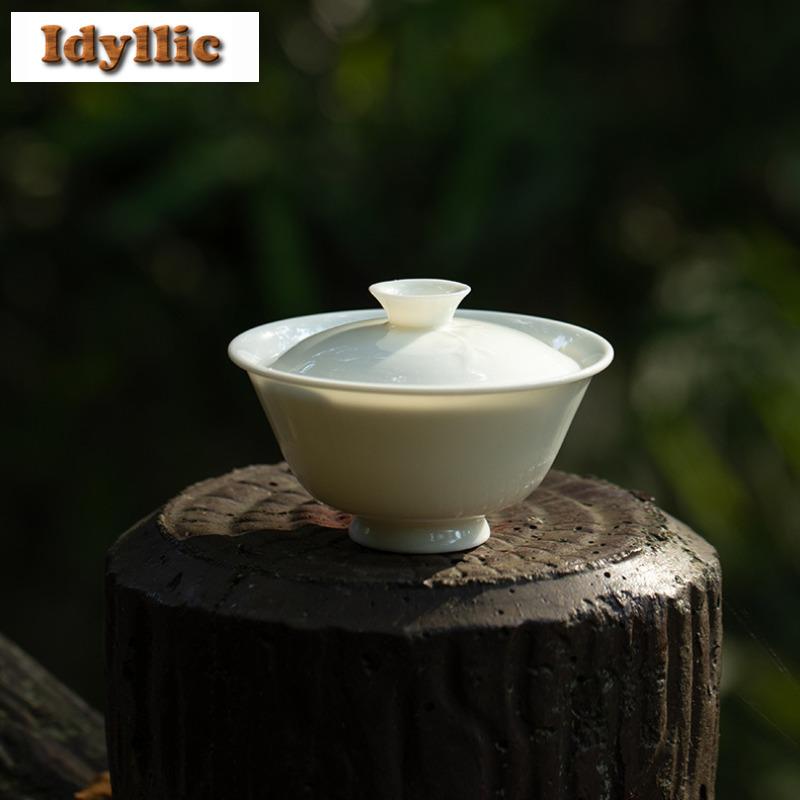 100ml Solid Color Thin Tire Gaiwan Boutique Tea Lid Set Tea Tureen Tea Bowl With Lid Kit Tea Maker Cover Bowl Tea Items Craft
