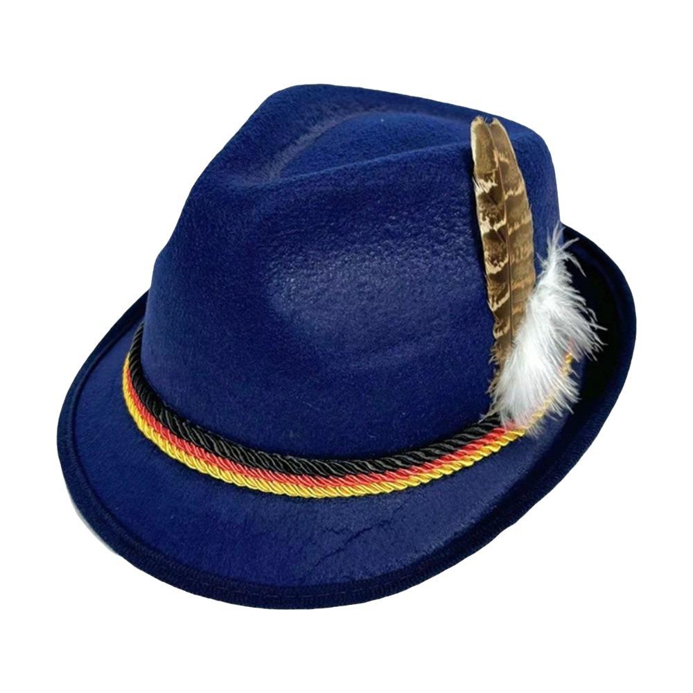 Decorative Side Cord Bavarian Feather Hat Structured Brim Jazz Cap New Costume Cap Men Women