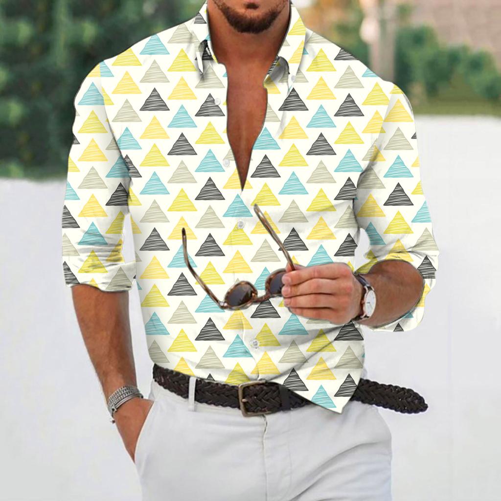 Designer Spring Summer Men's Casual  3D  Halloween Printing Hawaii Shirt Blouse Long Sleeve Shirts
