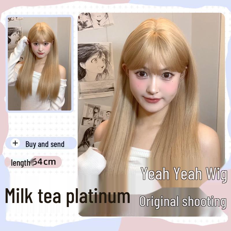 Lisa Style Long Straight White Gold Wig for Women