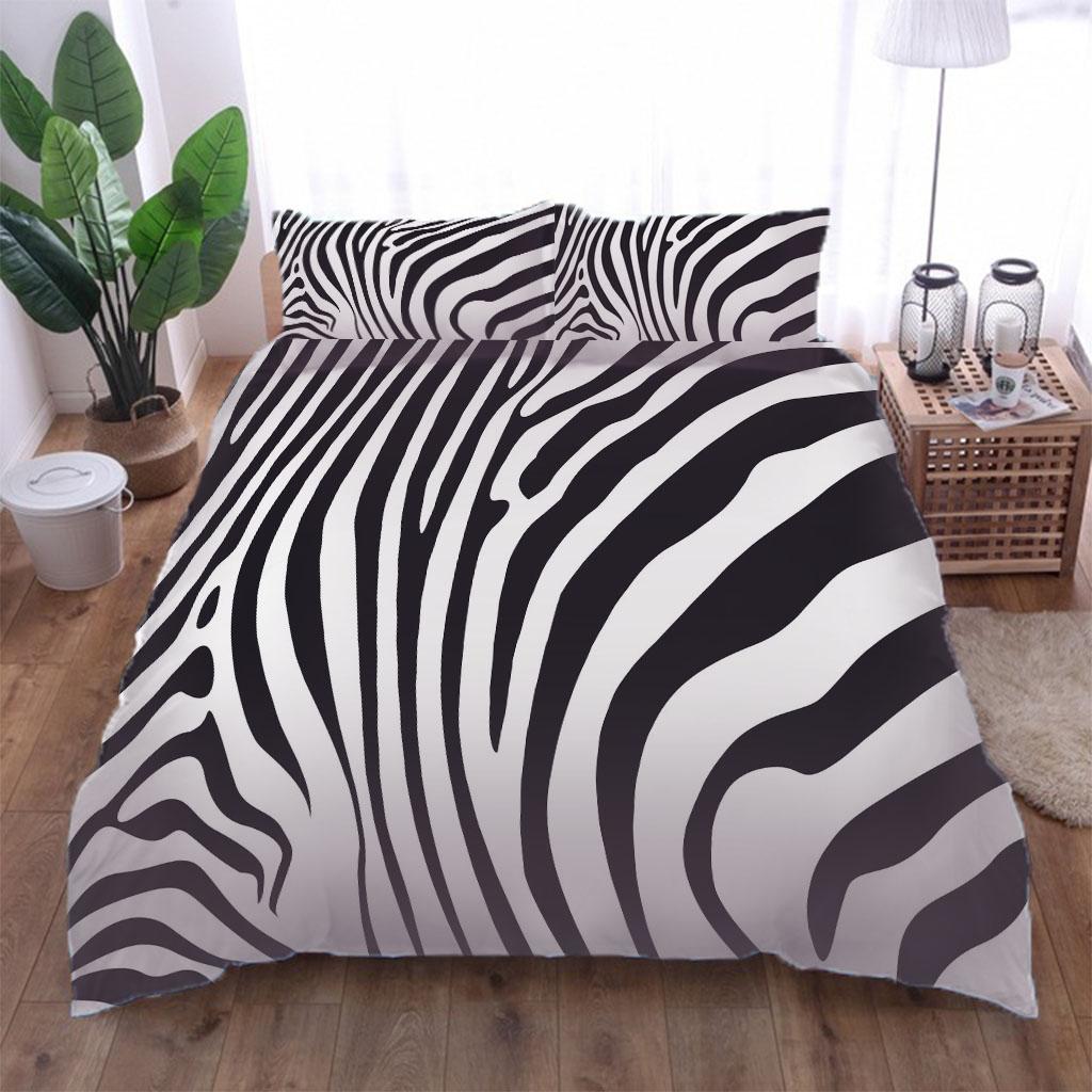 3D Black And White Creative Microfiber Duvet Cover Double Bed 1 Zip Duvet Cover And 2 Pillowcases FashionBedding Collection