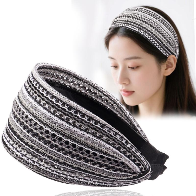 Wide Edge Hairband Hair Clip Ethnic Style Hair Accessory Toothed Anti-Slip Versatile For Covering Gray Hair And Frizz For Women