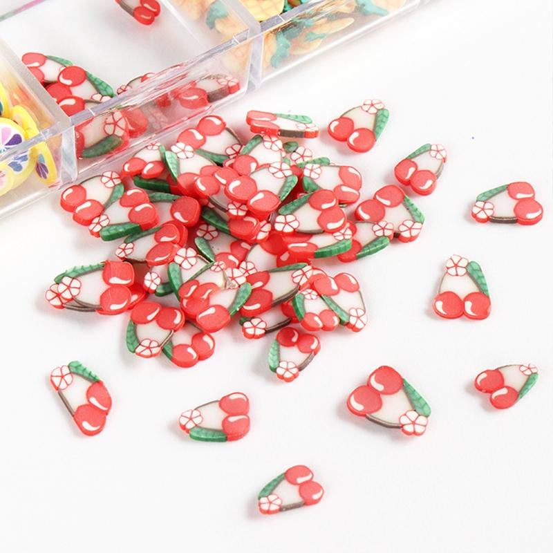 12 Grids/Box Fruit Soft Clay Beads Fruit Nail Art Supply Slime 3D Polymer Slices UV Epoxy Resin Mold Filler Decorations