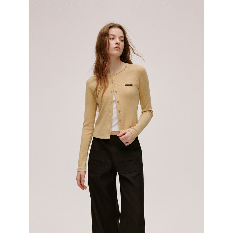 Redolence Detachable Strap Collar Knitting Cardigan Yellow Long Sleeves Spring New Arrival Elegant Tops Female