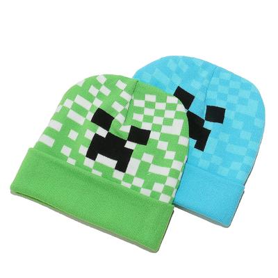 Νέο τετράγωνο πλεκτό καπέλο jacquard με σχέδια Minecraft για φθινόπωρο και χειμώνα, ζεστό μάλλινο καπέλο εξωτερικού χώρου, κρύο καπέλο Doudou