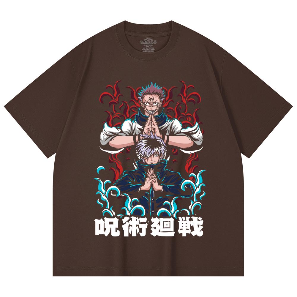 230 Gsm 100% Cotton Jujutsu Kaisen V49 Gojo Sukuna Print Unisex Heavy Cotton T Shirt