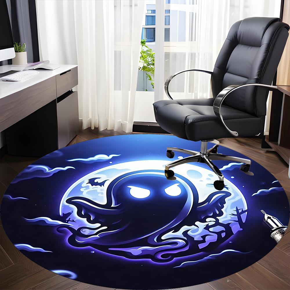 1pc Moon Ghost Office Round Area Rug, Under Office Chairs Bedroom Living Room Home Decor, Room Deco, Available In Various Sizes