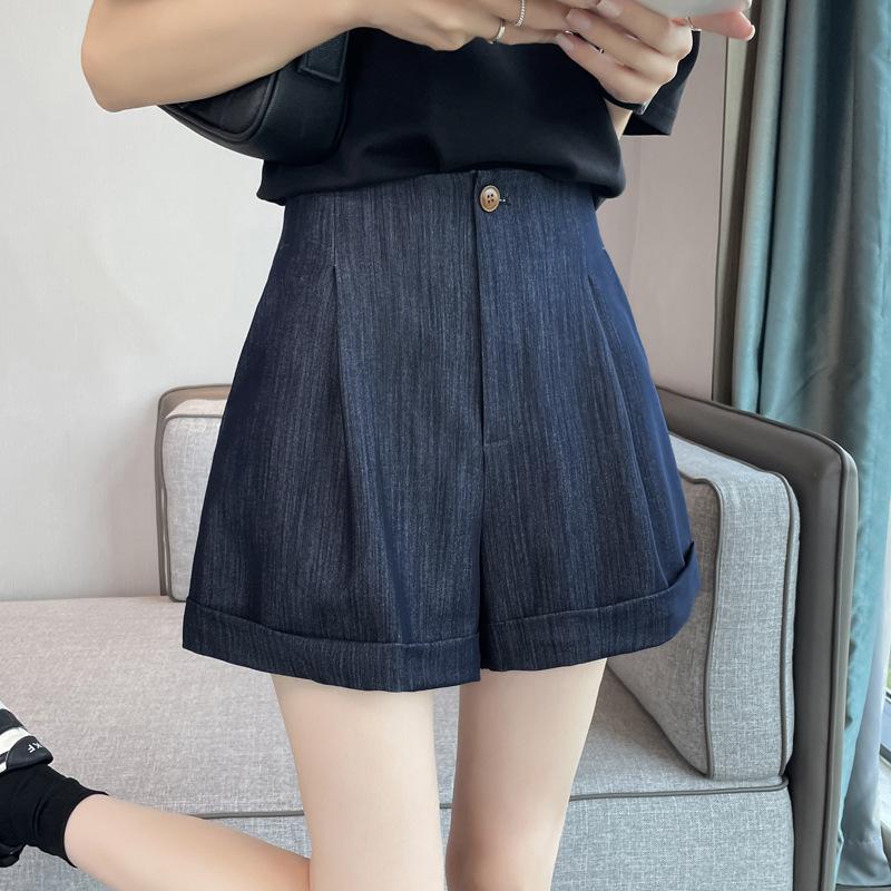 Women's Summer Tencel Denim Shorts – High Waist Loose A-Line Wide Leg Casual Shorts