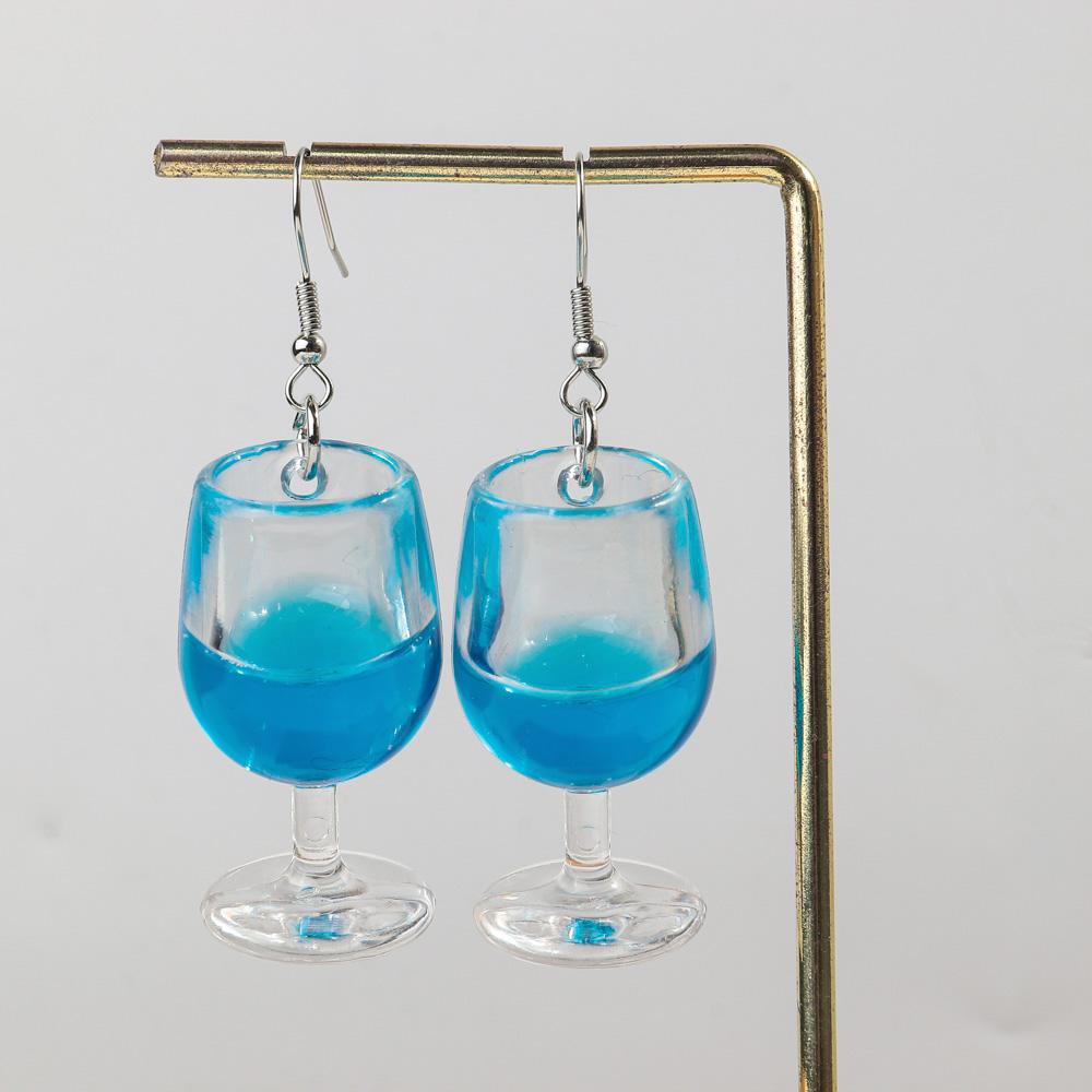 New Large Red Wine Glasses Acrylic Dangle Earring for Women Resin 3D Drink Cup Bottle Drop Earring Funny Creative Jewelry Gifts