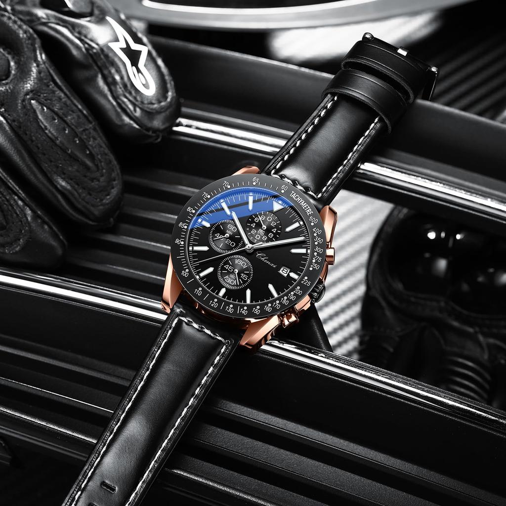 Stylish Men's Chronograph Watch, Stylish and Stylish, Waterproof, Popular Brand, Quartz Analog Watch, Black, ChenXi-G960