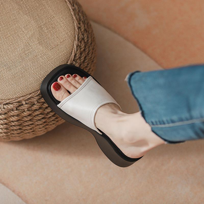 

Fashion 2025 Silver Platform Sandals Women 7CM High Heel Thicken Soled Muffins Slippers Ladies Flat Heels Flipflops Female Slides Shoes 33 абрикосовый