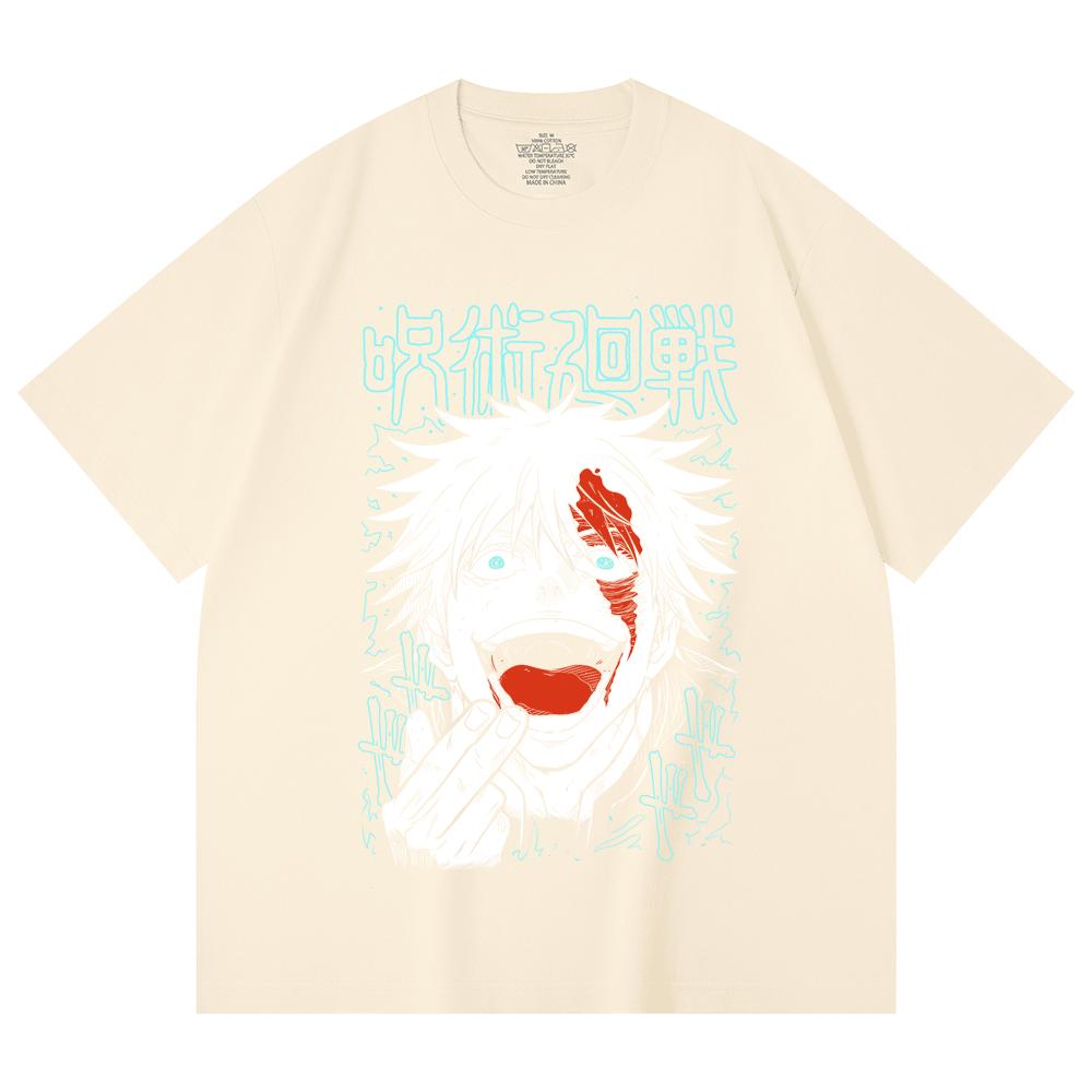 230 Gsm 100% Cotton Jujutsu Kaisen V1 Gojo Print Unisex Heavy Cotton T Shirt
