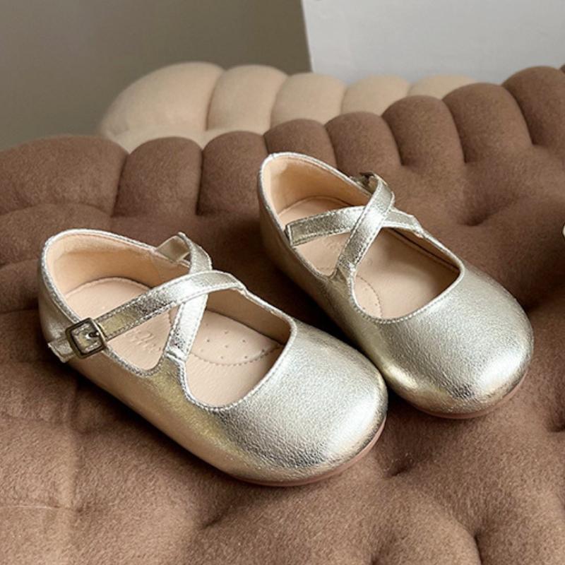 

Girls Princess Shoes Spring/autumn New Korean Cross Elastic Little Girl Silver Dance Performance Shoes Children s Leather Shoes -Insole14.5cm