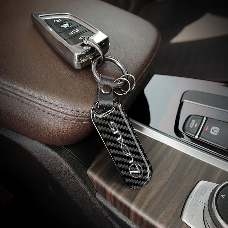 1Pcs Car Key Chain Ring Carbon Fiber Zinc Alloy Keyring Valve Cap For Lexus F SPORT ES RX NX LS UX LM LX GX LC RZ GS IS300 RX350 RK8