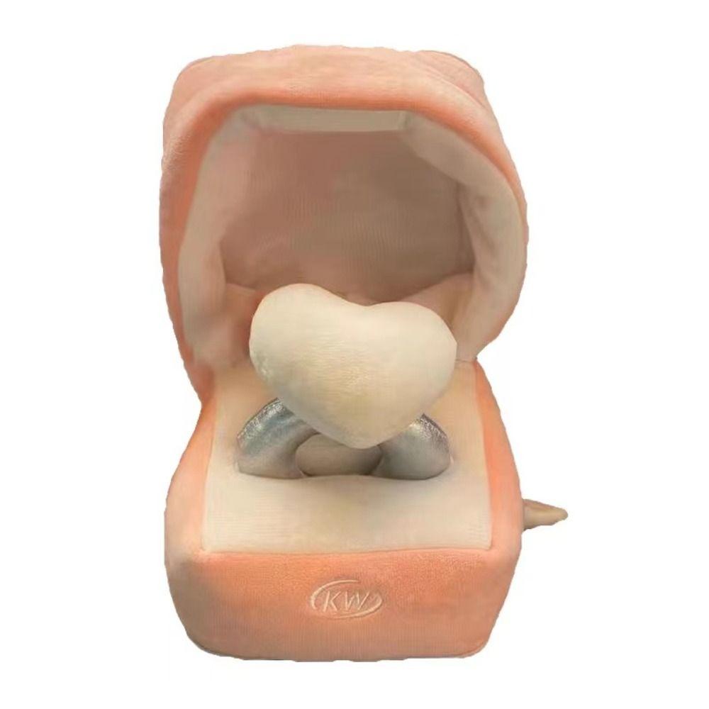 Ring Box Heart Shape Ring Case Toy Plush Ring Box Case Plushies Doll Kids Playing Supplies