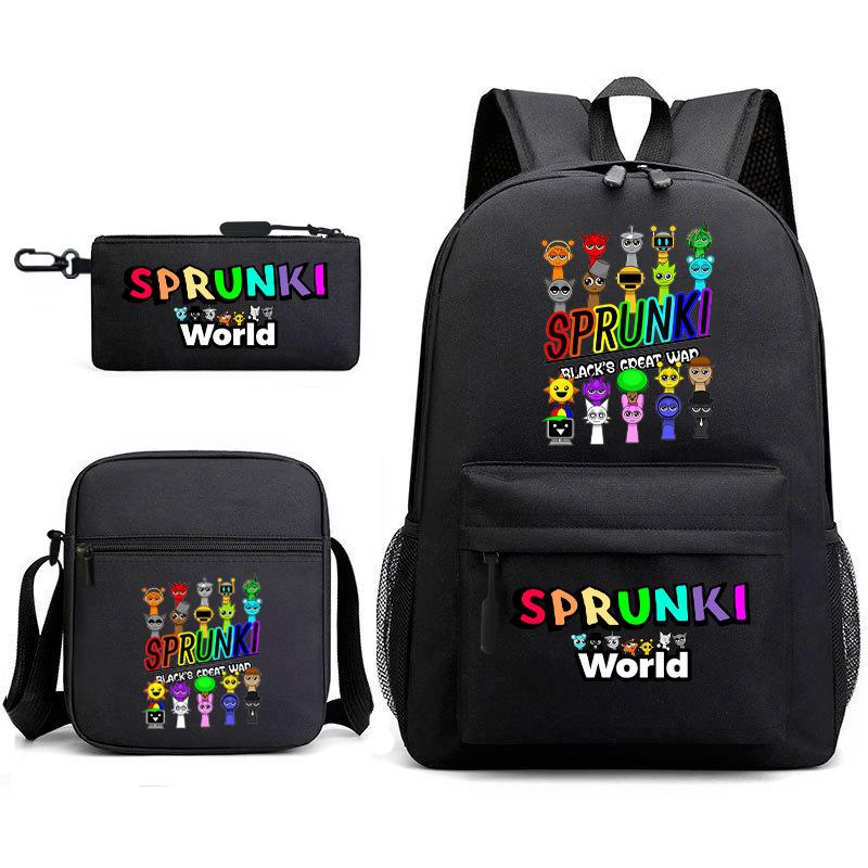 Rhythm Box Student School Bag Backpack Male Female Junior High School Three-piece Large Capacity School Bag