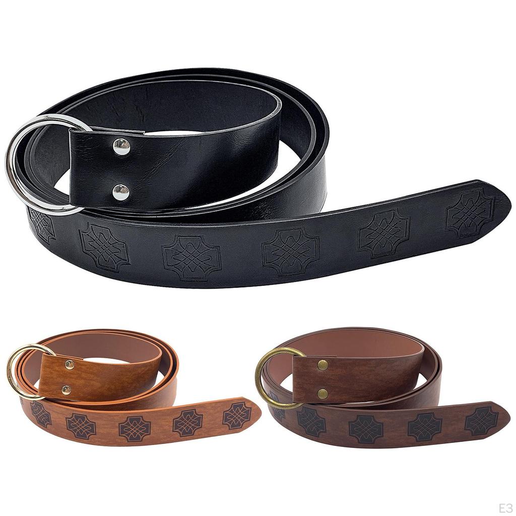 Belt Middle Age Accessories PU Leather Waist Knight Buckles Retro Embossed Stage