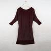 Sunshine House Autumn and Winter Export European and American plus Size Women's Clothes round Neck Stripes Long Sleeves Dress Sweater Knitted Dress