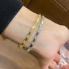 18K Gold Plated Zircon Bow Double Layer Bracelet - Korean Style Versatile Bangle with High-End Niche Design
