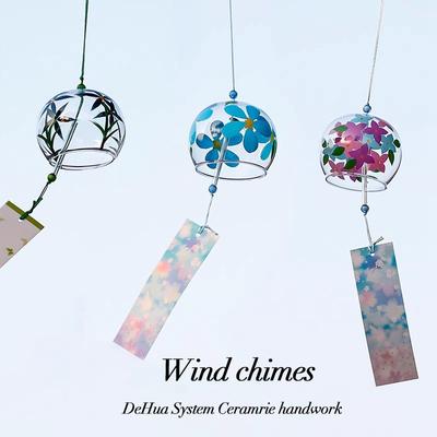 Campanillas de Viento de Cristal Decoración Habitación Japonesa Floración Flor Campana de Viento Regalos Románticos Jardín Exterior Música de Viento Colgantes para Balcón