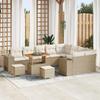 VidaXL 12-Piece Garden Sofa with Cushions Beige Poly Rattan Acacia 3362046
