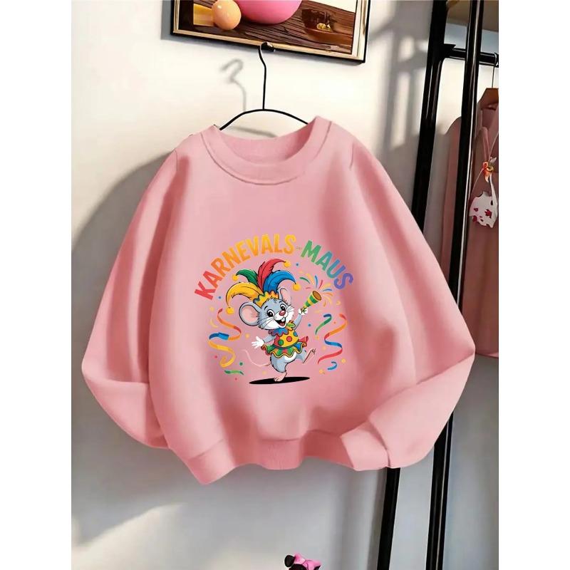 Kids Crewneck Sweatshirt, Carnival Jester Mouse Celebration Graphic Print, Soft Comfort Pullover