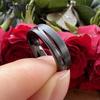 6MM 8MM Black Wedding Band For Men And Women Offset Groove With Real Wood Inlay Trendy Gift Jewelry Comfort Fit