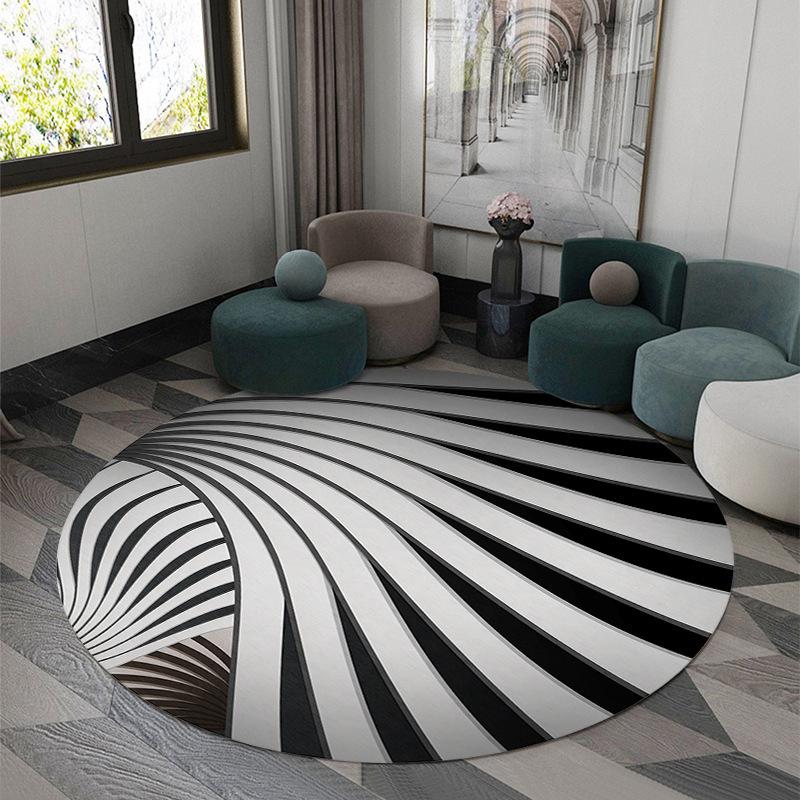 3D Vortex Optical Illusion Rugs Trap Area Carpet Anti-Slip Round Mats Large Carpets for Living Room Sofa Swirl Washable Carpet