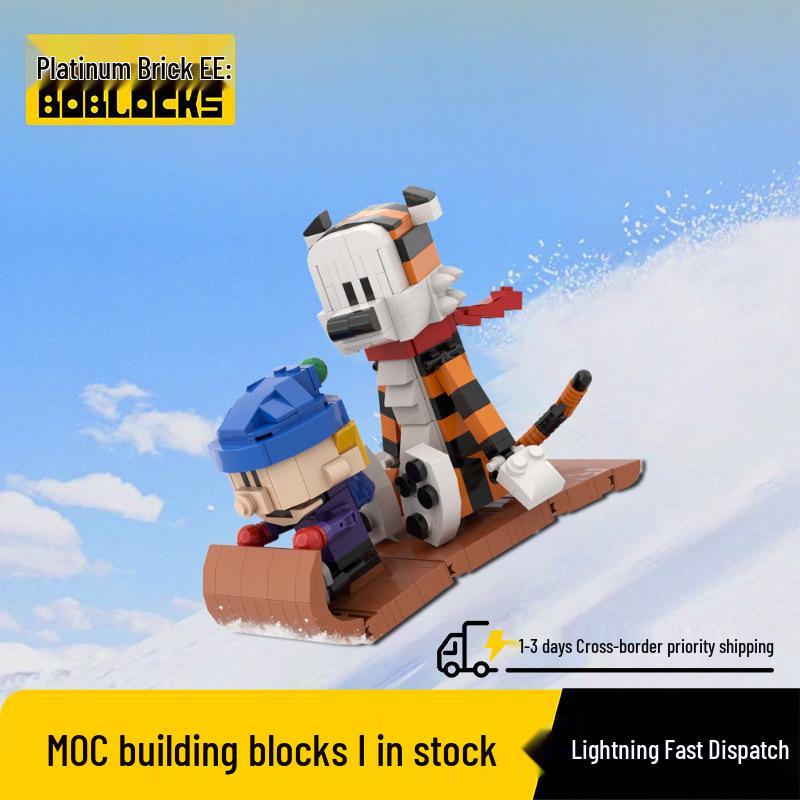 

Calvin and Hobbes Sledding Adventure Ornament Compatible with Lego Building Blocks Calvin and Hobbes