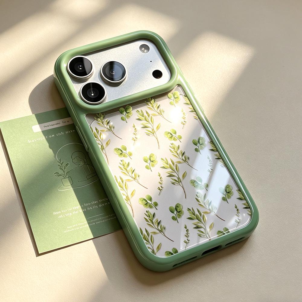

Transparent iPhone 14/15 Case with Elegant Plant Design for Girls - Fits Apple 16/17 Pro, Full Coverage, Stylish Appearance iPhone 16 E