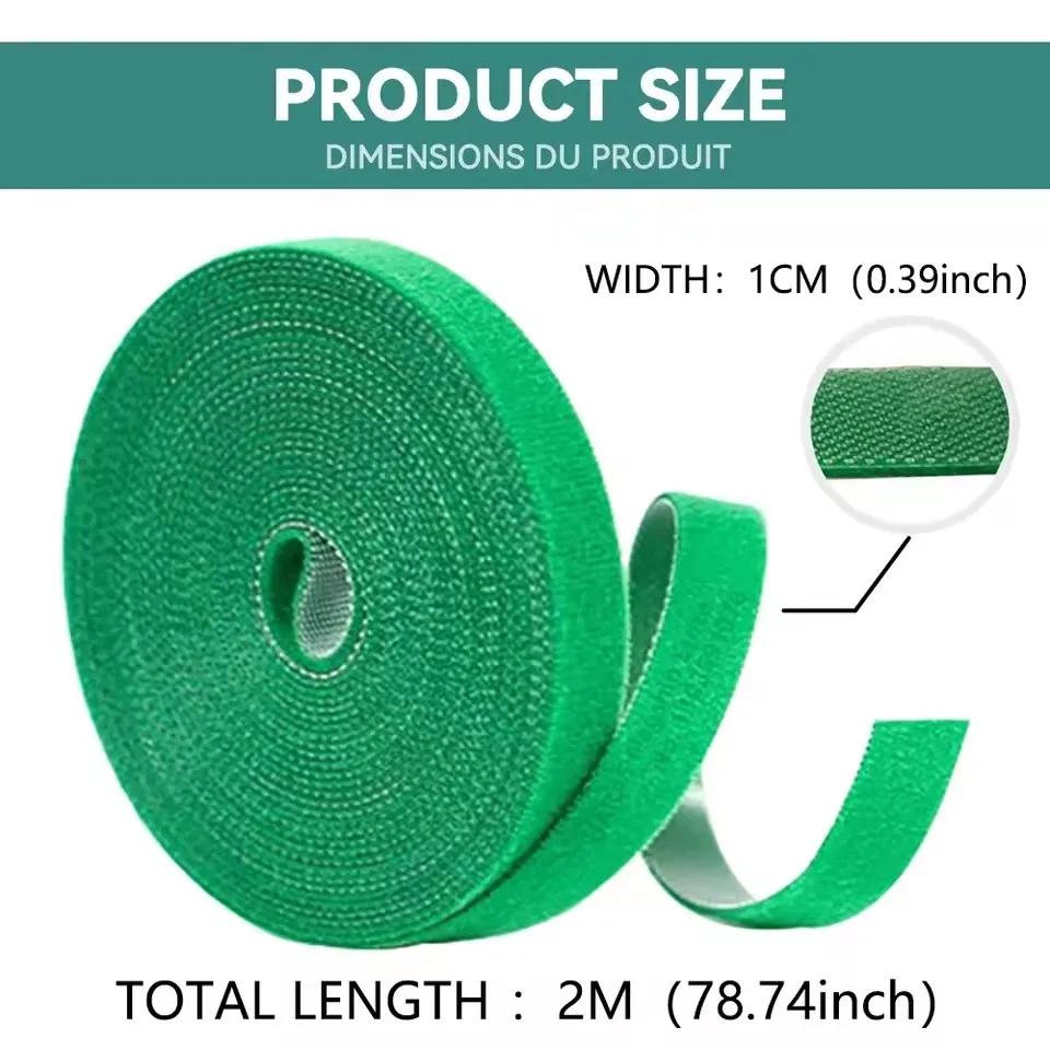 Self Adhesive Plant Nylon Cable Tie Green Adjustable Plants Hook Loop Support Garden Twine Bandage Reusable Fastener Tape Strips