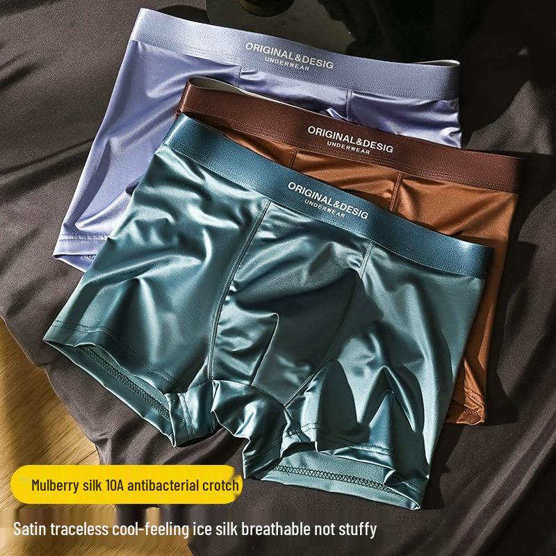 Qinite Men's Ice Silk Boxer Briefs 5-Pack