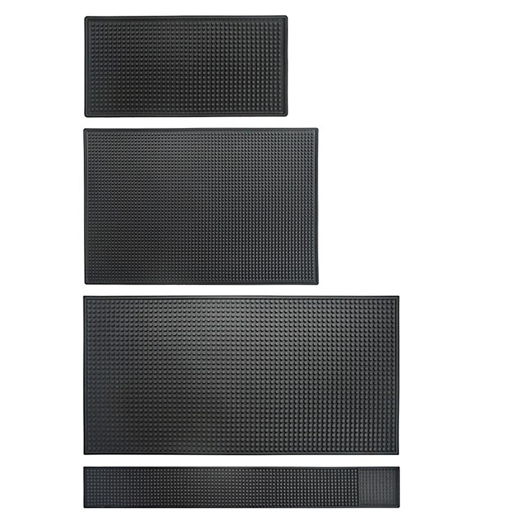 Rubber Bar Mat Coffee Maker Countertop Spill Mats Bar Service Mat Dish Glass Drying Mat for Barista Cocktail Bartender Black