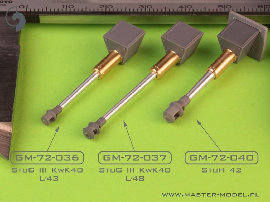 Master Model II wojny światowej niemieckiego działa StuH 42 z hamulcem wylotowym i jarzmem, haubica szturmowa, plastikowe części do modelu 1/72 10,5 cm L/28 (dla 42) GM-72-040 (Zbiornik)