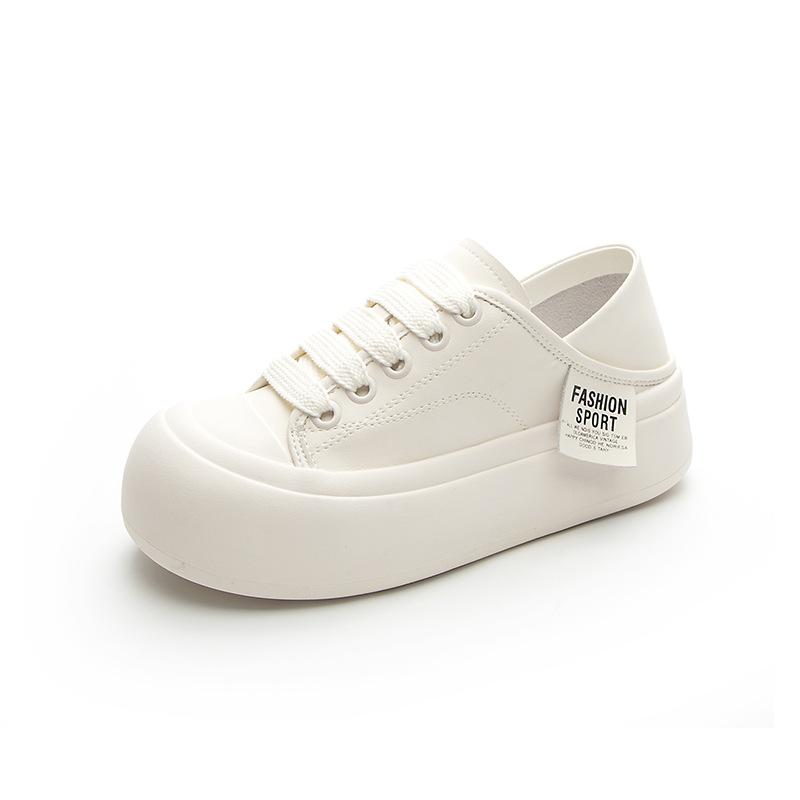 Big Head White Shoes Bread Shoes Women's Spring New Women's Shoes Sports and Leisure Versatile Board Shoes Round Head Single Shoes