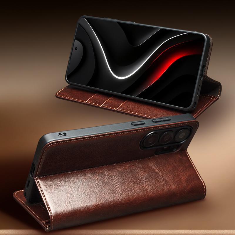 Genuine Leather Phone Case for Samsung S26+ Plus 5G Business Style Fashion Luxury with Card Slots Cover for S26 Ultra 5G