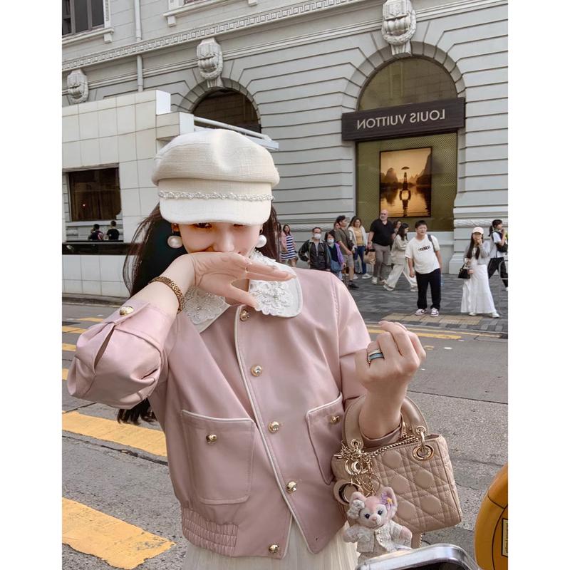 

Trendy Rabbit Design Short PU Leather Jacket S