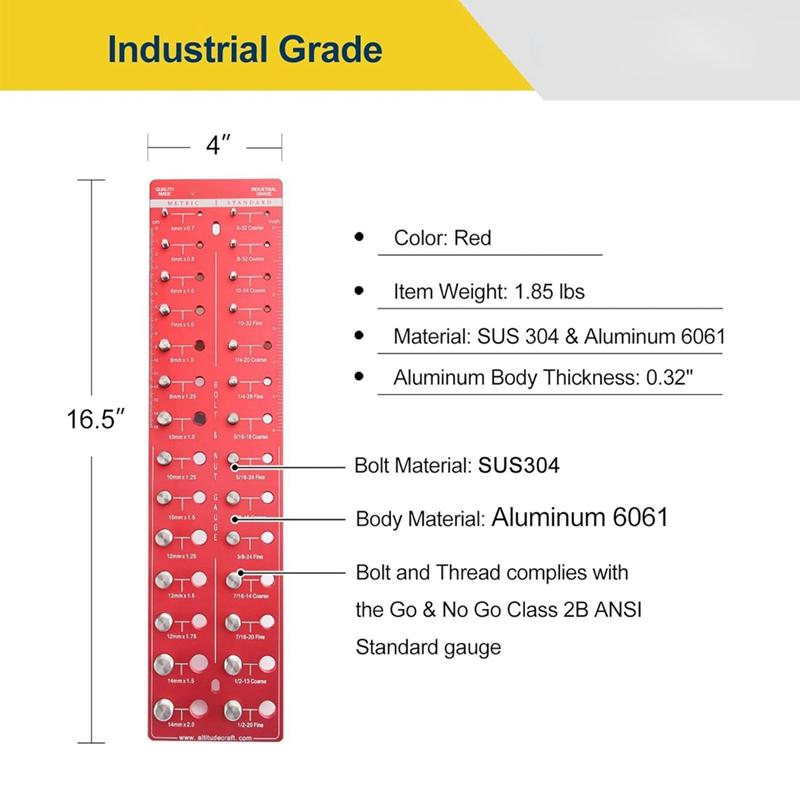 Thread Checker, Nut And Bolt Thread Checker, Bolt Size And Thread Gauge, Bolt And Nut Identifier Gauge, Bolt Gauge Durable